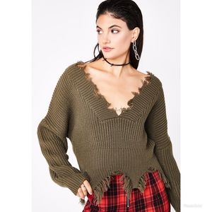 Dolls Kill Kush Creature Shredded Sweater